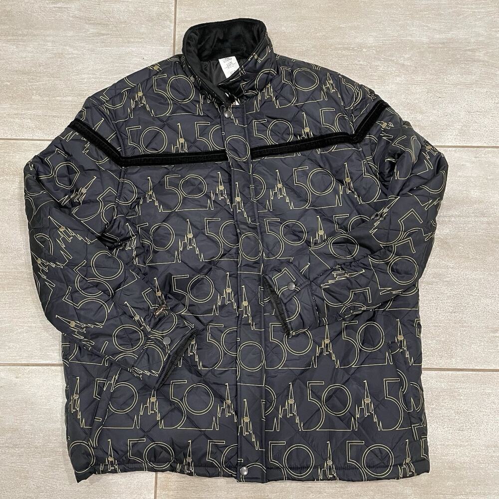 New Disney 50th Anniversary Quilted Jacket Black/Gold Size XXL